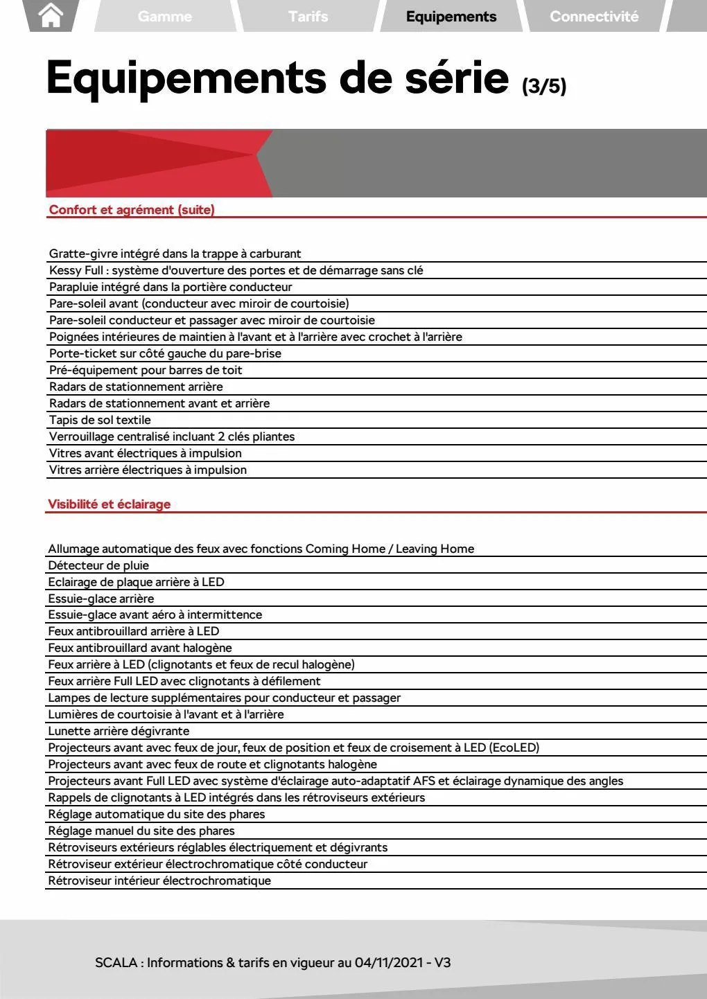 Catalogue SCALA AMBITION 1.0 TSI 95ch BVM, page 00024