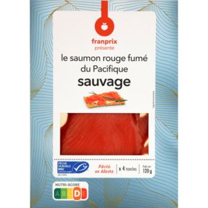Saumon sauvage fumé 4 tranches offre à 7,75€ sur franprix