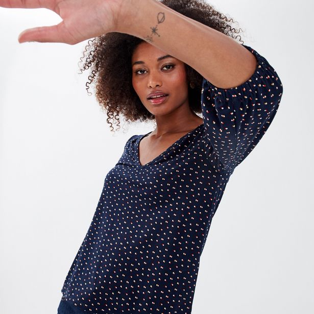 T-shirt manches 3/4 bleu marine femme offre à 19,99€ sur Cache Cache