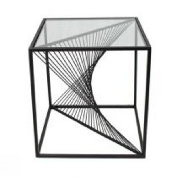 Bout de canapé carré SPIRALE en métal noir mat et verre transparent offre à 169€ sur Keria Luminaires