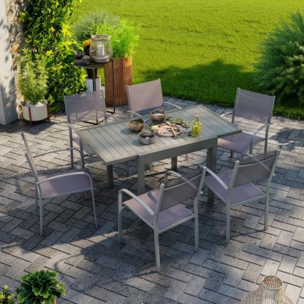 Table de jardin extensible aluminium 83/145cm + 6 fauteuils empilables(...) offre à 498€