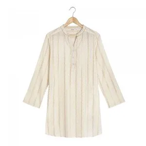 CHEMISE DE NUIT EN COTON À RAYURES BRODÉES offre à 15€ sur Bouchara