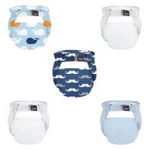 Kushies Lot de 5 couches lavables Ultra-Lite Bébé (4-10kg) - Moustaches offre à 62€ sur Mode Bébé