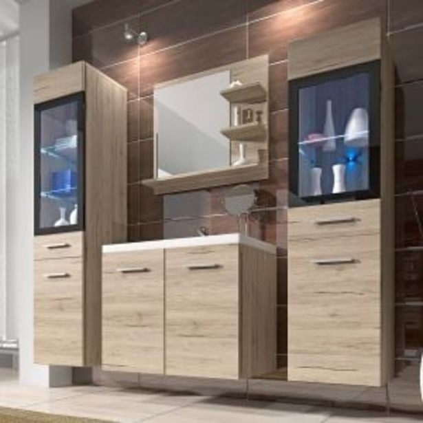 Meuble de salle de bain suspendu chêne marron avec LED Udine offre à 329,95€ sur DYA Shopping