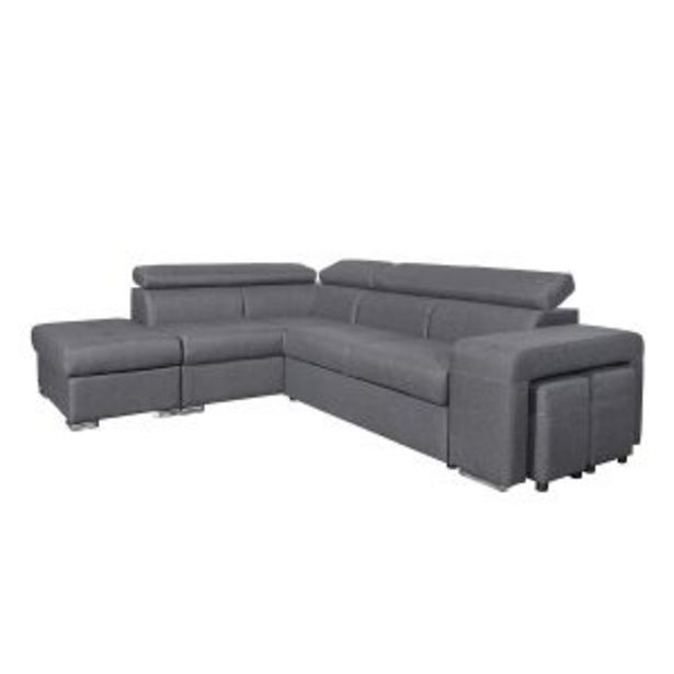 Canapé d'angle gauche convertible en tissu polyester gris Sophia offre à 200€ sur DYA Shopping