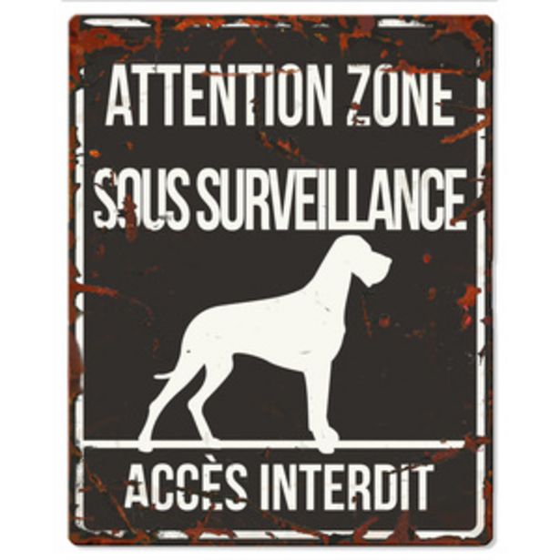 Plaque en métal noir « Attention au chien » Danois 20x25 cm offre à 5,95€ sur Médor et Compagnie