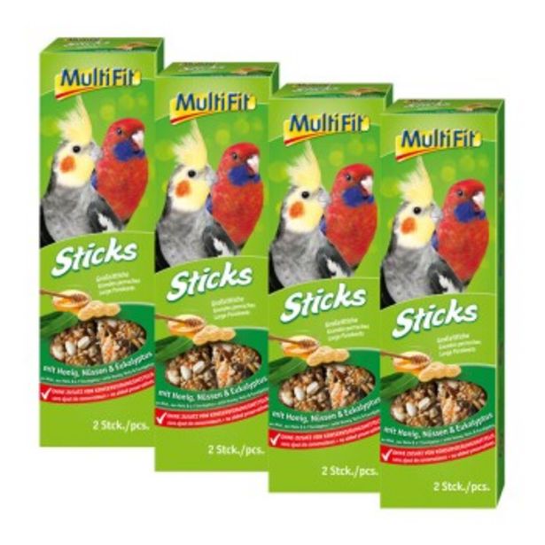 Sticks pour grands perroquets en lot de 4 x 2 Miel et noix