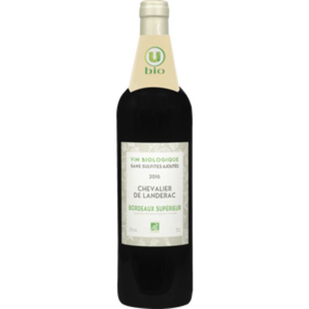 Bordeaux supérieur AOC rouge Chevalier de Landerac UBIO, 75cl offre à 6,45€