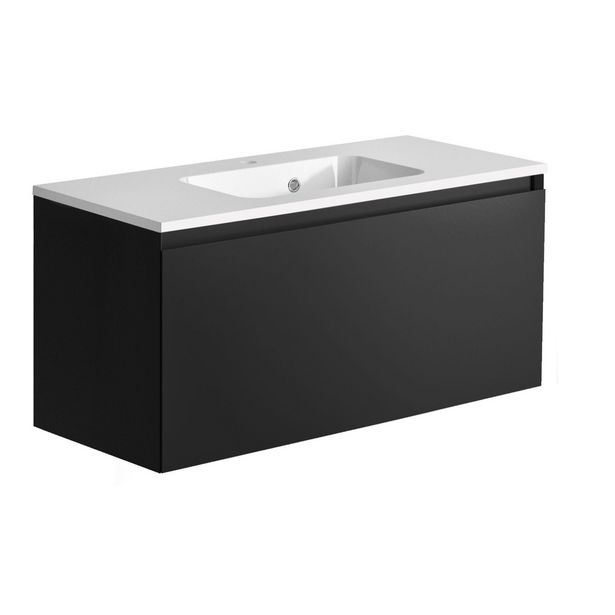 Meuble de salle de bain NORDIK noir ultra mat 100 cm + plan vasque STYLE offre à 701€ sur Bricoman