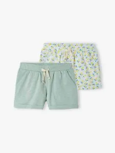 Lot de 2 shorts en jersey fille - vert d'eau offre à 10,99€ sur Vertbaudet