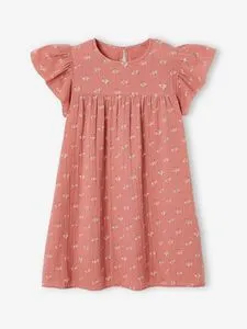 Robe fille en gaze de coton imprimee manches papillon -... offre à 14,99€ sur Vertbaudet