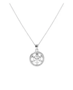 COLLIER EN ARGENT PENDENTIF FLOCON DE NEIGE ET CERCLE AVEC PIERRES offre à 20€ sur Venizi