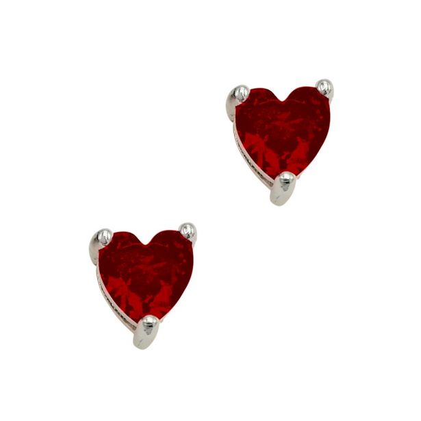 Boucles d'oreilles en argent. Coeur rouge 6 mm offre à 12,5€