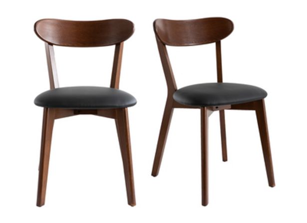 Sedie vintage legno scuro e sedile nero (set di 2) DOVE offre à 269,99€ sur Miliboo