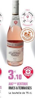 super  Selection  games  nar  Tento  REPRESENT  AOC** VENTOUX RIVES & TERRASSES La bouteille de 75 cl.