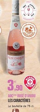 Section  (  LE POSE D'ANJOU  3,90  CAROLINE PERO  AOC ** ROSE D'ANJOU LES CARACTÈRES La bouteille de 75 cl.