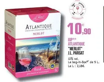 wer  atlantique  merlot  10,90  ?????? ???? ?????  igp atlantique "merlot" j.l. parsat 12% vol. le bag-in-box de 5 l. le l: 2,18.  rosé  52