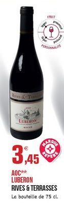 FRUIT  Plus  BI  LURERON  PARADISE  3,45  AOC**  LUBERON RIVES & TERRASSES La bouteille de 75 cl.