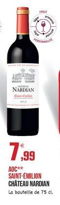 PERSONALE  WA  GU  NARDIAN  AOC** SAINT-ÉMILION CHÂTEAU NARDIAN La bouteille de 75 cl.