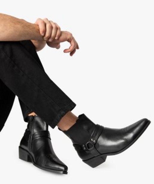 Boots homme unis zippés style santiags vue1 - GEMO(URBAIN) - GEMO offre à 34,99€