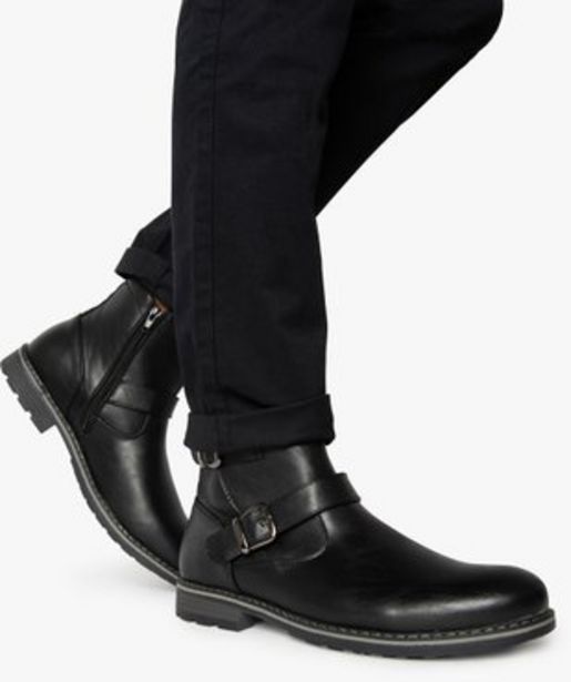 Boots homme à boucles décoratives et doublure chaude vue1 - GEMO (CASUAL) - GEMO offre à 24,99€