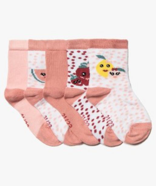 Chaussettes bébé fille à motifs fruits (lot de 5) vue1 - GEMO 4G BEBE - GEMO offre à 2,99€ sur Gémo