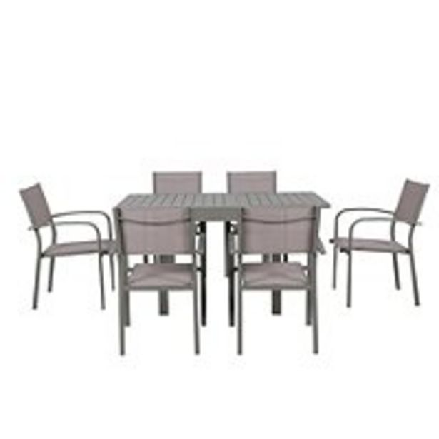 Table de jardin extensible aluminium 83/145cm + 6 fauteuils empilables textilène gris taupe - MILO offre à 498€