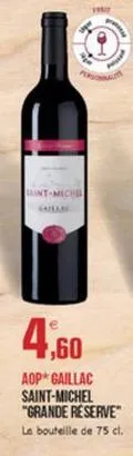 int-mich  aop gaillac saint-michel "grande reserve le bouteille de 75 cl.