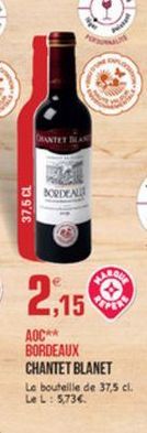 MATEMAS  BORDEAU  37.5 CL  AOC BORDEAUX CHANTET BLANET Le bouteille de 37,5 cl. LeL: 5736
