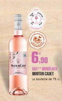 6,90  Moxikon  AOC BORDEAUX MOUTON CADET Le bouteille de 75 cl.
