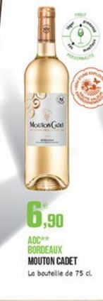 Mouton Cot  6,90  AOC BORDEAUX MOUTON CADET La bouteille de 75 cl.