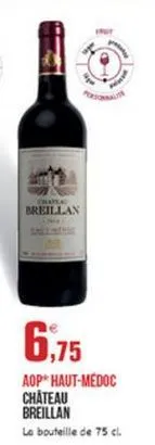 breillan  6,75  aop haut-médoc château breillan lo bouteille de 75 cl.