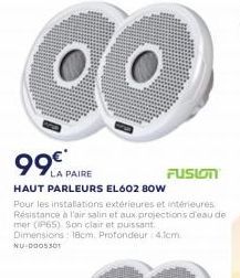 LA PAIRE  rusun HAUT PARLEURS EL602 80W Pour les instalations extérieures et intérieures Resistance à l'air salin et aux projections d'eau de mor (65) Son clair et puissant Dimensions 18cm Profondeur 4cm NU-000531