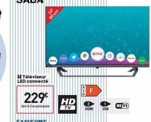 32 80 cm  METRE  DEL  Téléviseur LED connecté  229€  QF HD  CateEtics  வாட்டியப்ப  TV  HDMI  WIFI  offre à 