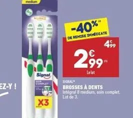 -40% de remise dlate  499  299    signal  lelat sionale brosses à dents integral 8 medium, soin complet. lot de 3  x3