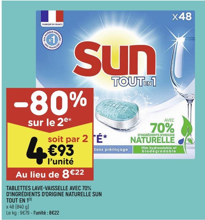 Lave-vaisselle Sun offre à 8,22€