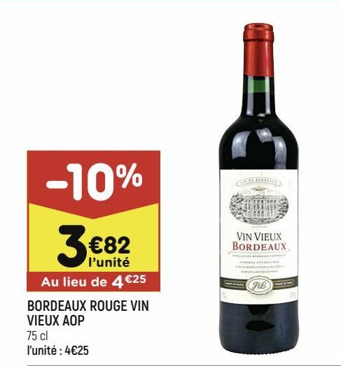Vin rouge offre à 3,82€