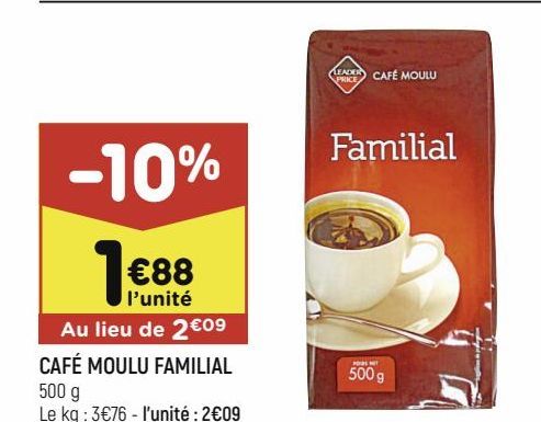 Café moulu offre à 1,88€