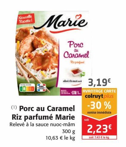 Porc au caramel Riz parfume Marie offre à 3,19€