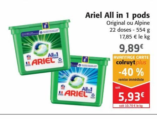 Ariel All in 1 pods offre à 9,89€
