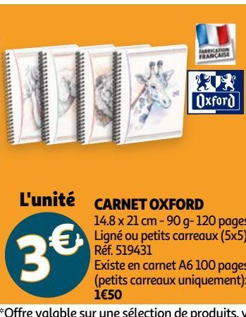 CARNET OXFORD offre à 3€