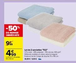 -50%  DE REMISE IMMEDIATE  98 499  Lot de 2 serviettes RO  com 21.00 Buste enlaces de 700 19.99 9.99