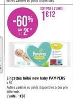 -60%  12"  Pampers  Lingettes bébé new baby PAMPERS x50 Autres varieties pas disponibles despre différents L'unité : 1650