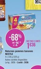 4 More  -68%  SOIT PAR UNITE  22  1836  Naturnes pommes bananes NESTLE 4x130 85202 Autres sites dispobles Leht:39 - L'unité: 2006