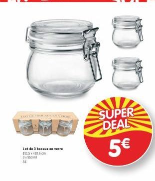 SUPER DEALN  Lot de 3 becaux en verre BISHI som 3:550ml SE  5