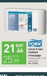 TORN  TORK  21.66 25.99  Lot de 3 mini rouleaux d'essuyage De 1  Bion RM 127548