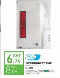 SINDROoo  GPV  HT  .74 8.09  8  100 pochettes livraison m22 R.1035 Es 622 2017
