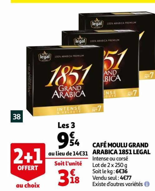 CAFÉ MOULU GRAND ARABICA 1851 LEGAL