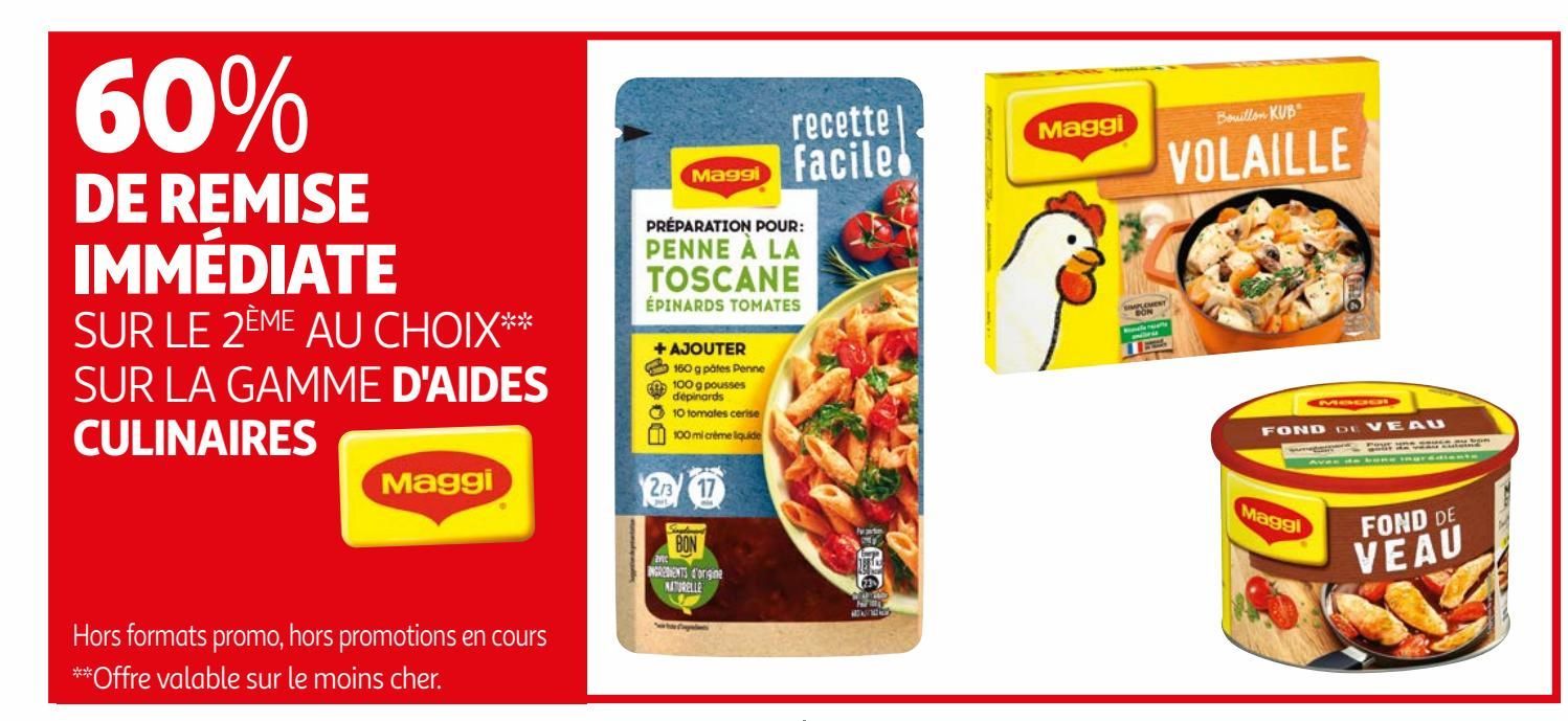 60% de remise immediate sur le 2eme au choix sur la gamme d´aides culinaires Maggi