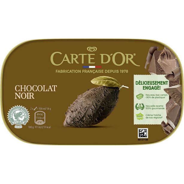 CARTE D'OR : Crème glacée au chocolat noir offre à 3,49€ sur Chronodrive